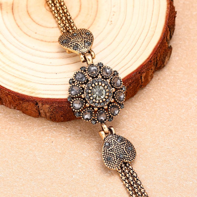 Turkey Bracelet For Women Tibetan Alloy Red Resin Gold Color Bangle Retro Bohemian Roman Royal Zircon