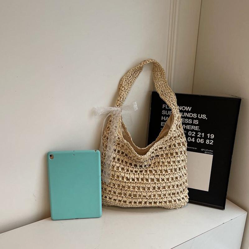 Fashion Crochet Straw Bag for Women Raffia Woven Tote Handbag New Hollow Clutch Beach Bag for Vacation Casual Totes CLE