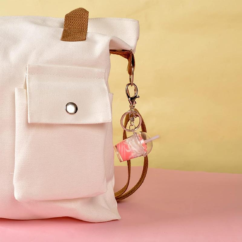 100Pcs Mini Milky Tea Key Chain Accessories Bubble Tea Cream Casting Kit Mini Cup Pendant with Key Ring Tassels Bubbles Straws