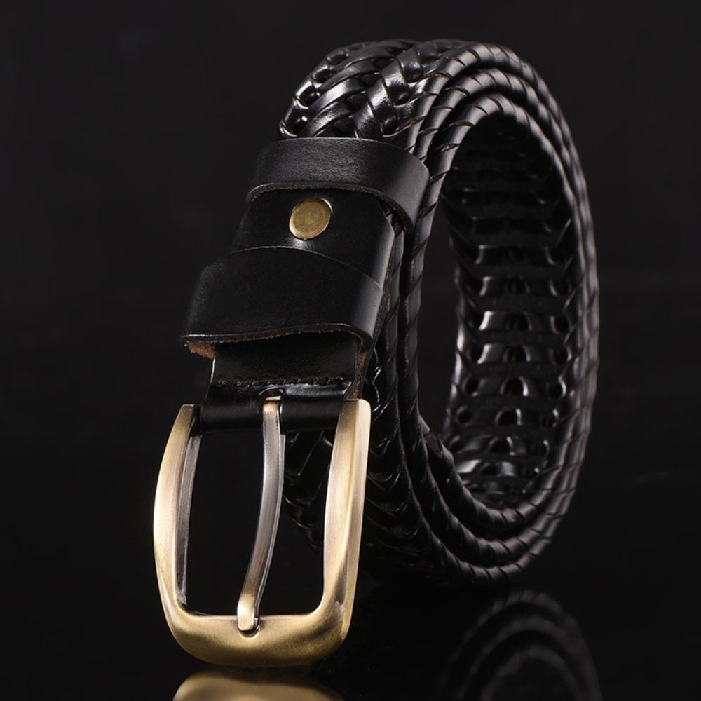 Adjustable Weave Belt Men 3.5cm Width Braided Waist Belt Fashion Woven Leather Belts  Male