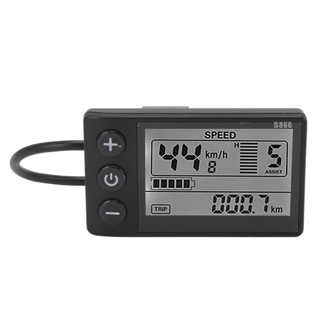 S866 Electric Bicycle LCD Display IP65 Waterproof 24V 36V 48V Clear Observation For Electric Scooter