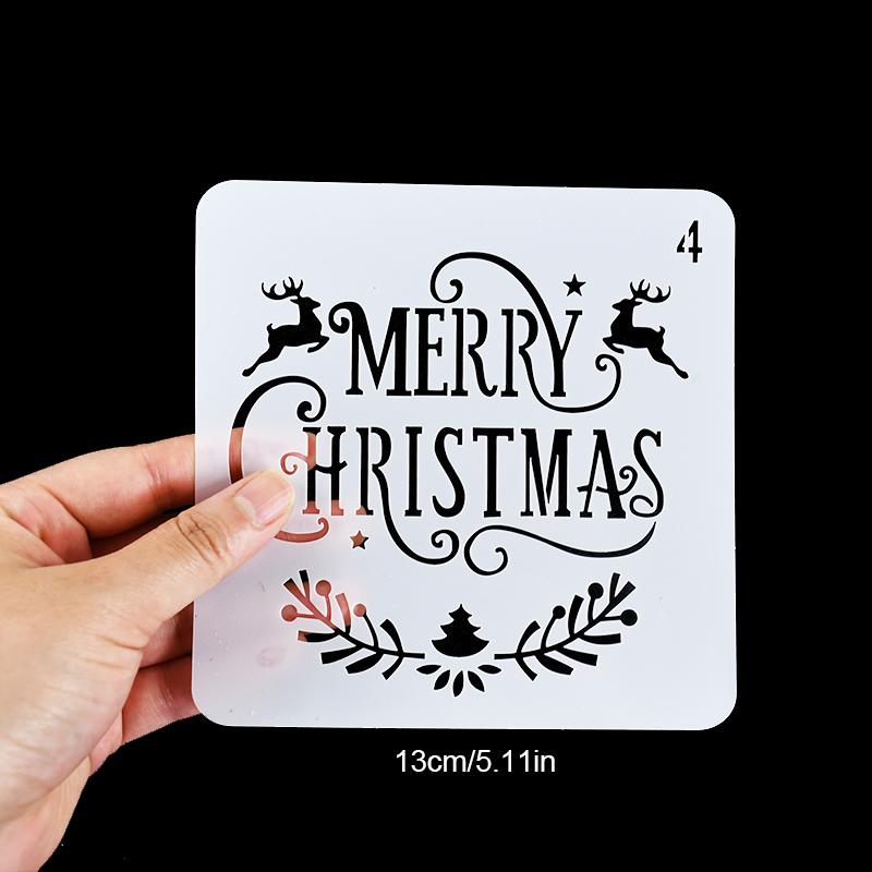 8 Stück/Set Weihnachts-Schablonen Wandmalerei Scrapbook Schablone Prägealbum Papierkarten Vorlagen DIY Geschenk Basteln Heimdekoration