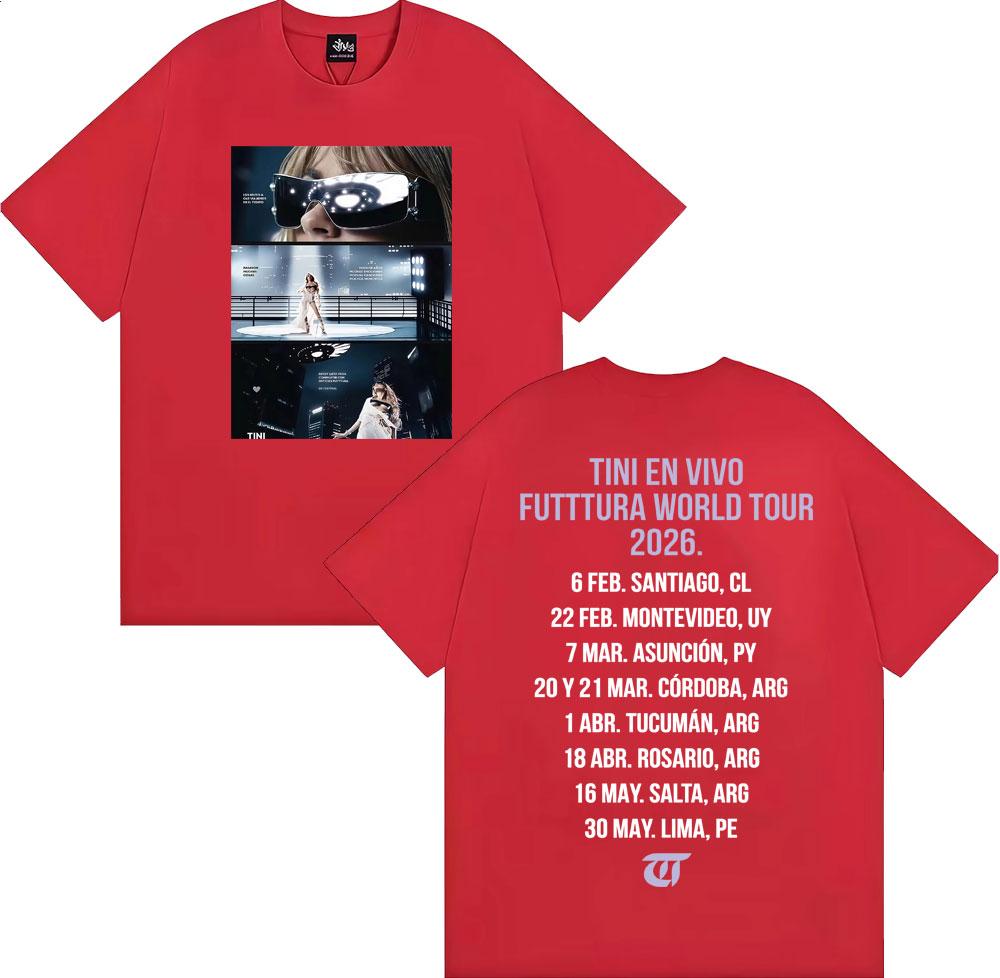 

Tini Stoessel Futtura World Tour 2026 Graphic T Shirts Unisex WOMEN Fashion Hip Hop Aesthetic Tshirts Summer ONeck Cotton T Shirt S
