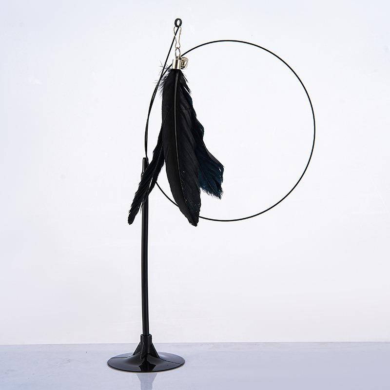 Cat Teaser Stick with Bell, Bite-Resistant Feather, Suction Cup, Self-Entertainment Toy