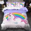 Einhorn-Thema Bettbezug-Set - 2/3-teilig, Weich Bequem Atmungsaktiv, Regenbogen Einhorn Druck Bettwäsche-Set, Fantasy Tierdruck