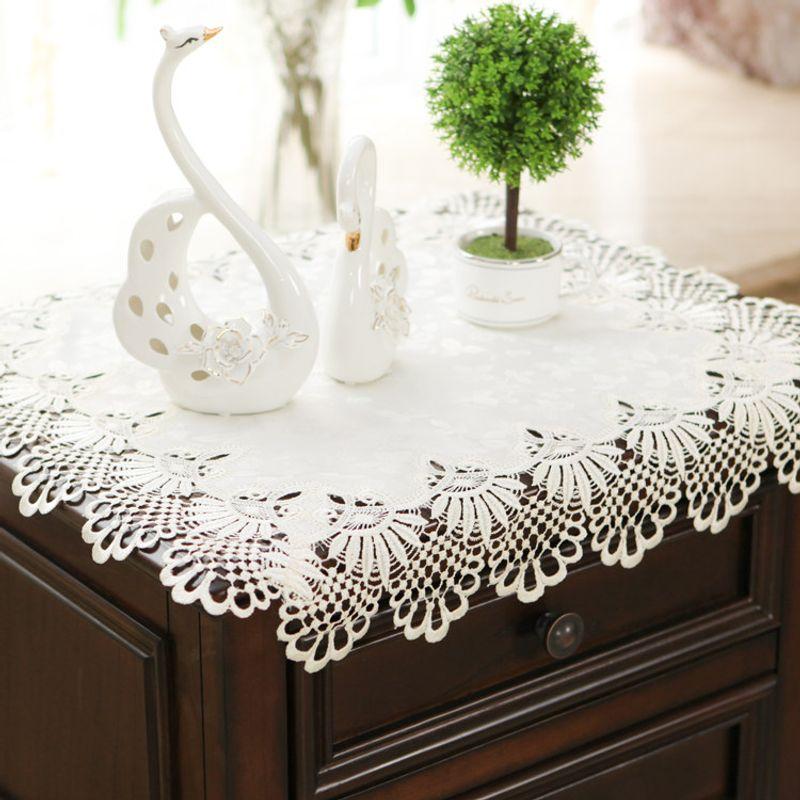 High-End Embroider Bedroom Nightstand Cover Fabric Craft Cover Cloth Embroidered Idyllic European Dust Towel Tablecloth Tablecloth Square Towel