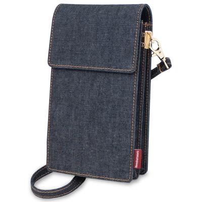 Bolsa para Smartphone Carteira Pochette Transversal Ombro para Smartphone Azul Índigo [Precisa de Rede] Feminina