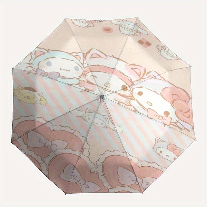 Good Friends Cinnamoroll My Melody HelloKitty Automatic 3-Fold Cartoon Umbrella Design, Cute Cartoon Pattern, Portable Outdoor Umbrella, Perfect, Holi