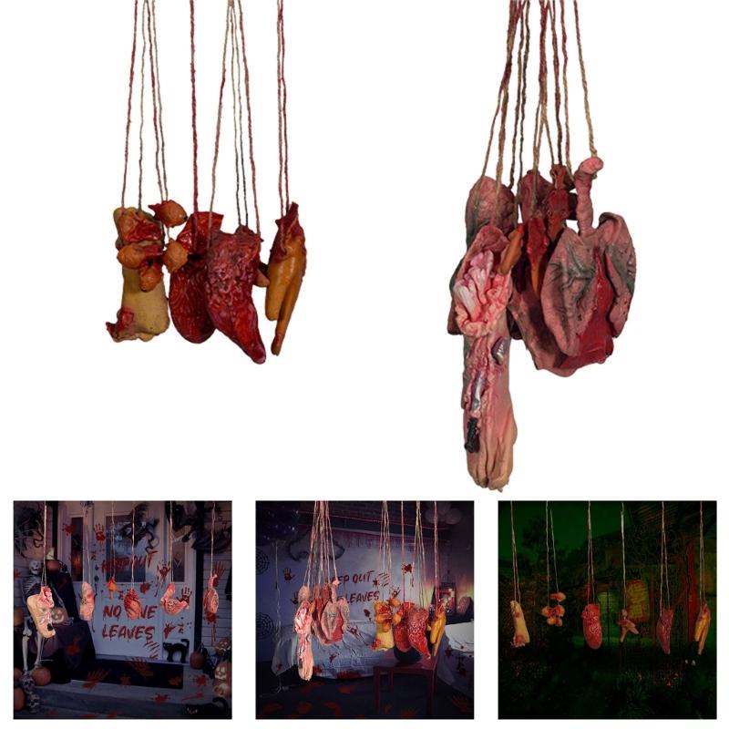 Realistic Blood Splattered Hands Feet Organ Decorations Durable Latex Hanging Ornament For Horror Home Display