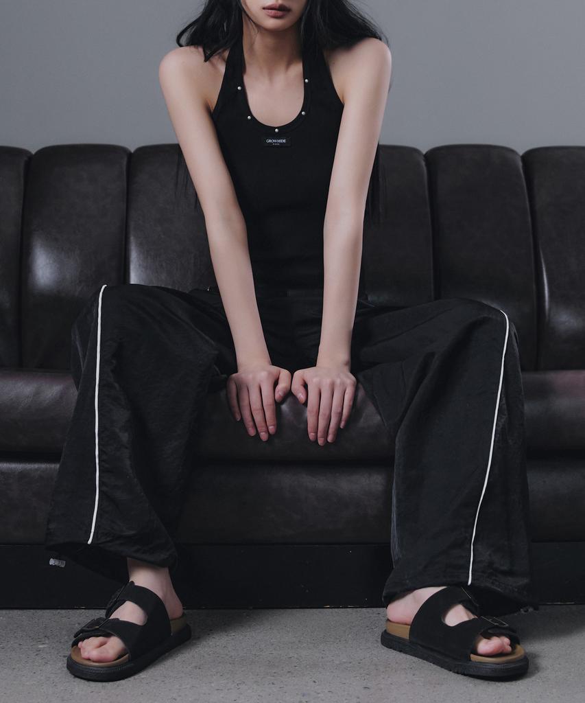 Geulouhaideu Cadit Line Elastic Waist Long Pants