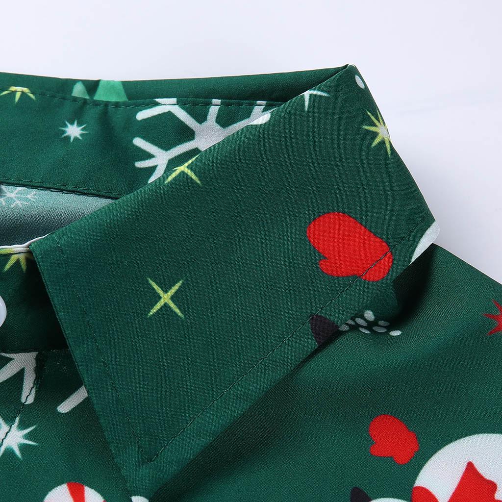 Men Casual Snowflakes Santa Candy Printed Christmas Shirt Top Blouse