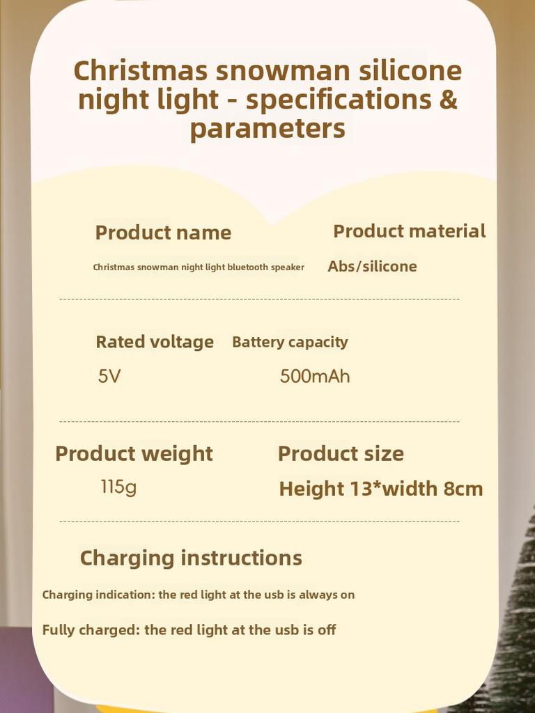 Christmas Decoration Snowman Pat Light Silicone Bluetooth Stereo Night Light