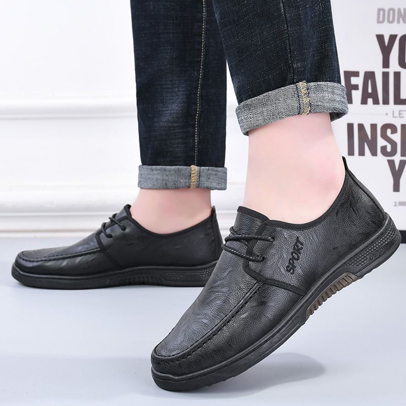 Fashion Flat Male Casual Shoe Lace Up Loafers Footwear Offer Slip-on Low Price Adults Summer Sale Legitimate Common Men's Leather Shoes