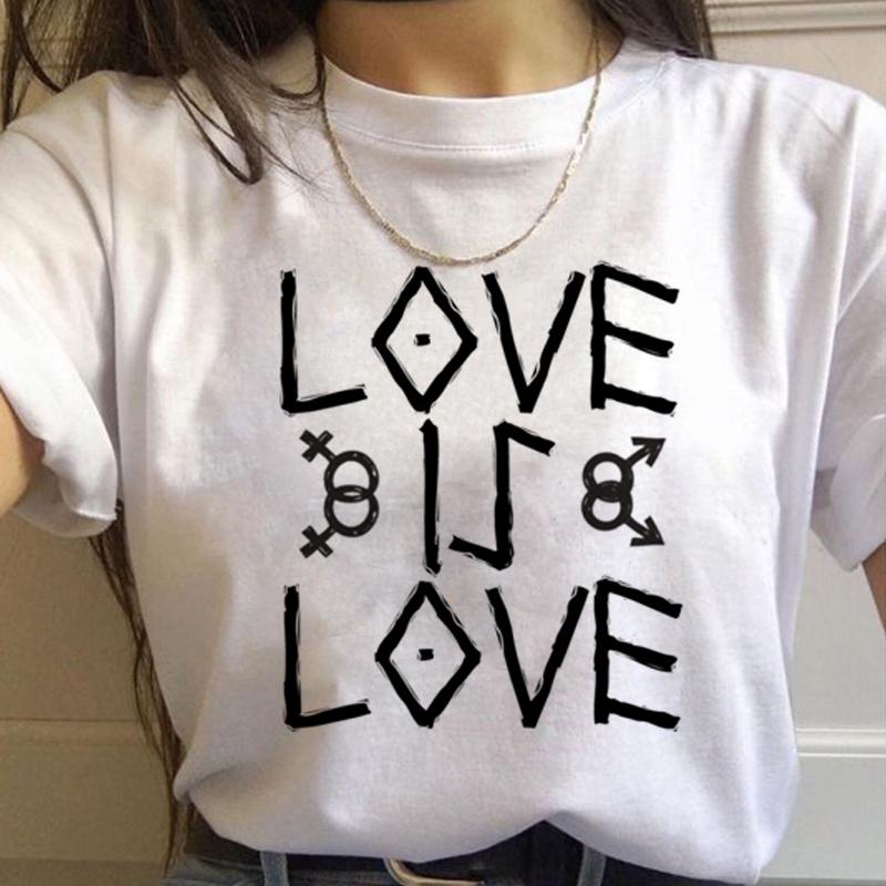 Lgbt Rainbow Harajuku T Shirt Wounisex Gay Pride Ullzang 90s Tshirt Lesbian Graphic Funny Print Tshirt New Fashion Top Tees Female