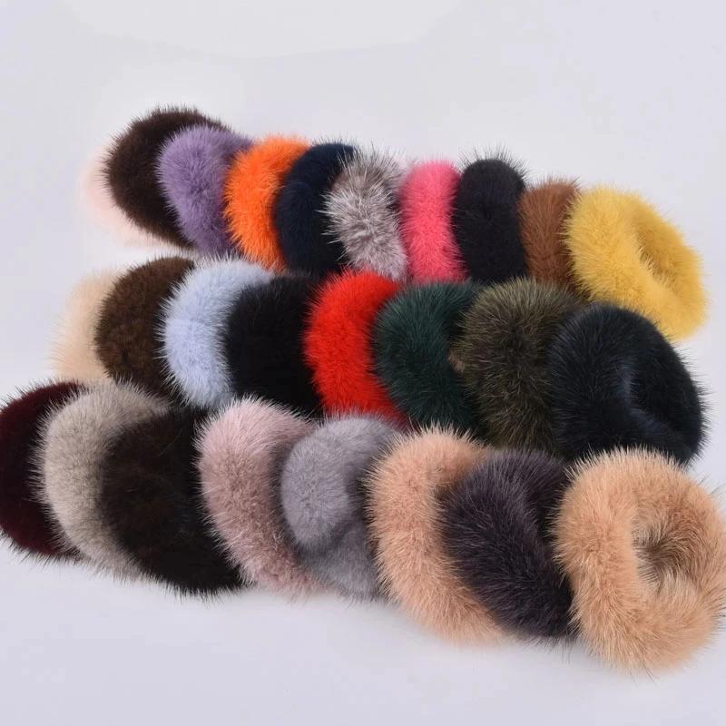 Haarband 100% Echtes Nerzhaar Seil Haargummi Seil Pferdeschwanz Schwanz Streifen Handgelenkband Vintage Elastisch Kopfschmuck Haarband