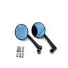 2X 81.5Mm Motorcycle Rear View Mirror Side Mirror Anti-Glare Blue Cnc Aluminum