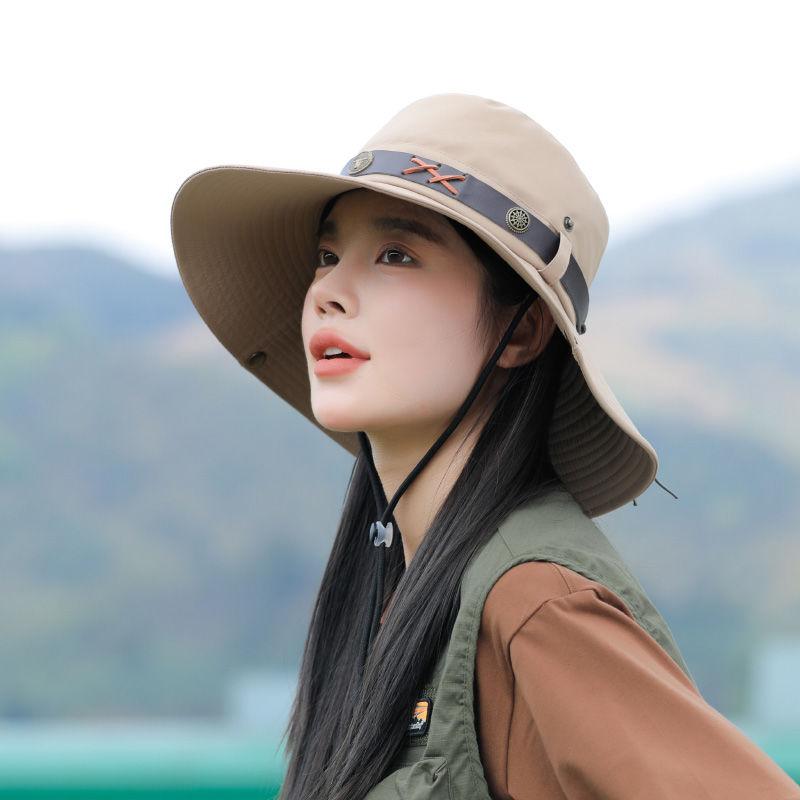 Chapeau d'alpinisme pour femmes Été Protection UV Pare-soleil Chapeau bob de pêche Rétro Crème solaire Chapeau en denim