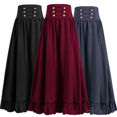 Medieval Gothic Lace-Up Swing Skirt - Plus Size Retro Women's Fashion