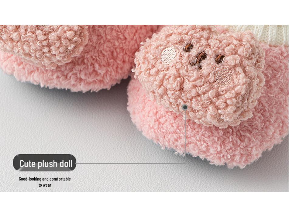 Chaussons Chauds en Polaire d'Agneau pour Bébé - Antidérapants, Épaissis pour l'Automne/Hiver