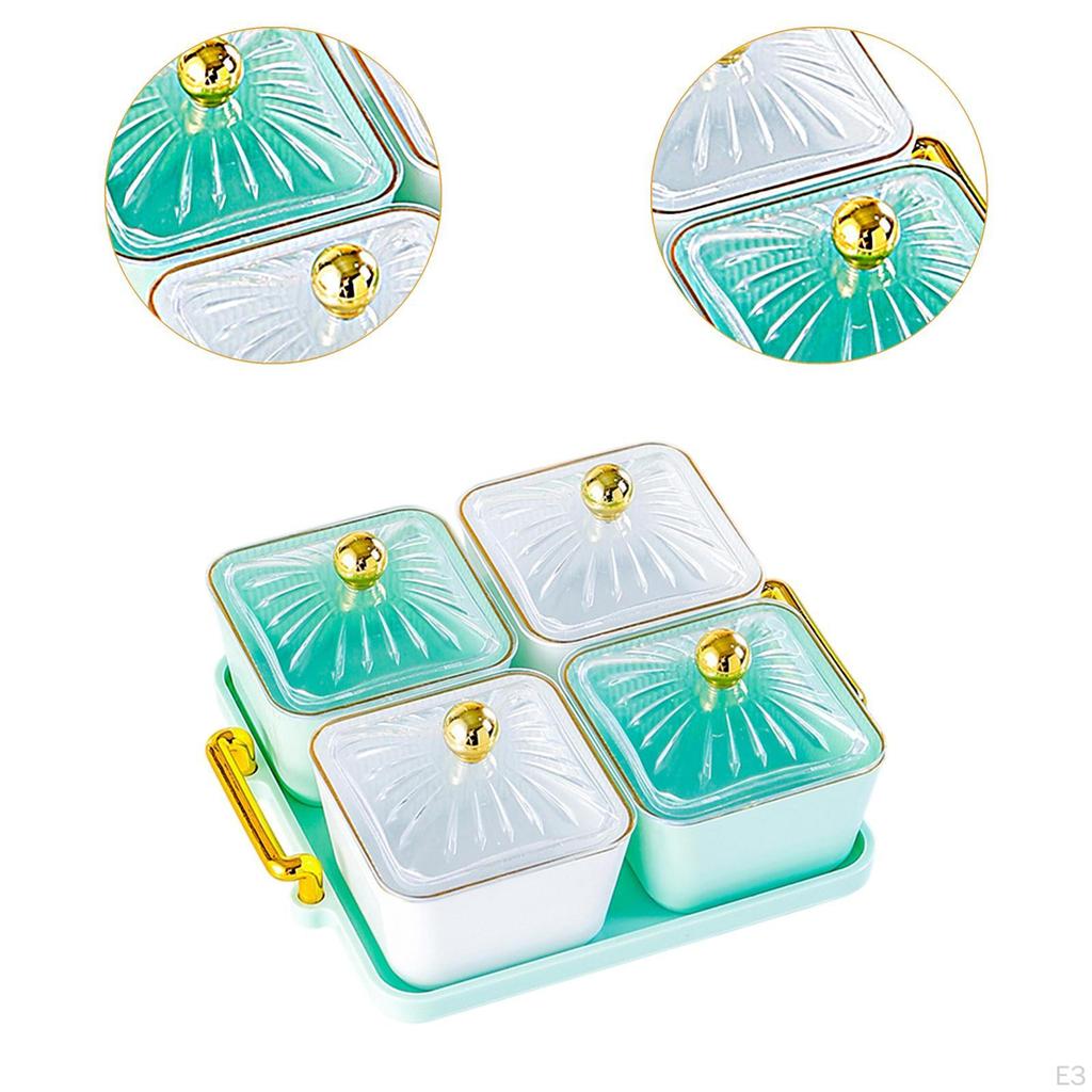 Divided Serving Dishes Appetizer Tray with Cover and Handle Creative Food Storage Dried