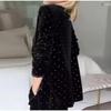 Blazer Feminino de Veludo com Diamantes Moda Slim Manga Longa Jaqueta de Terno Feminino Casaco de Terno Casual 2025 Brilho Office Lady Streetwear