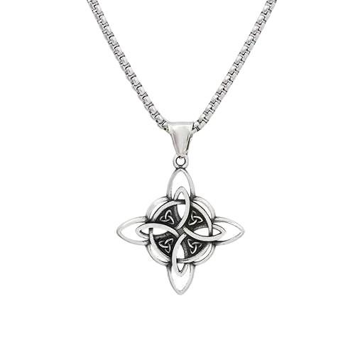 Sterling Silver Celtic Knot Pendant Necklace with Interwoven Design on Box Chain for Everyday Wear and Special Occasions