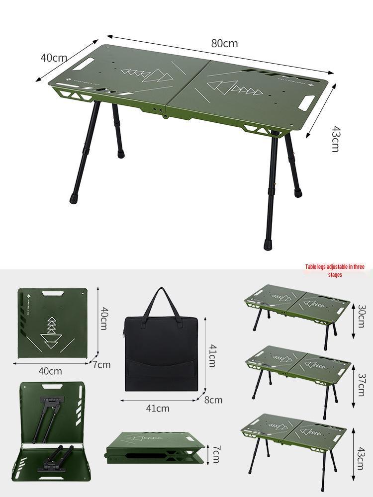 Lightweight Aluminum Folding Camping Table with Portable Storage - Blackened Style