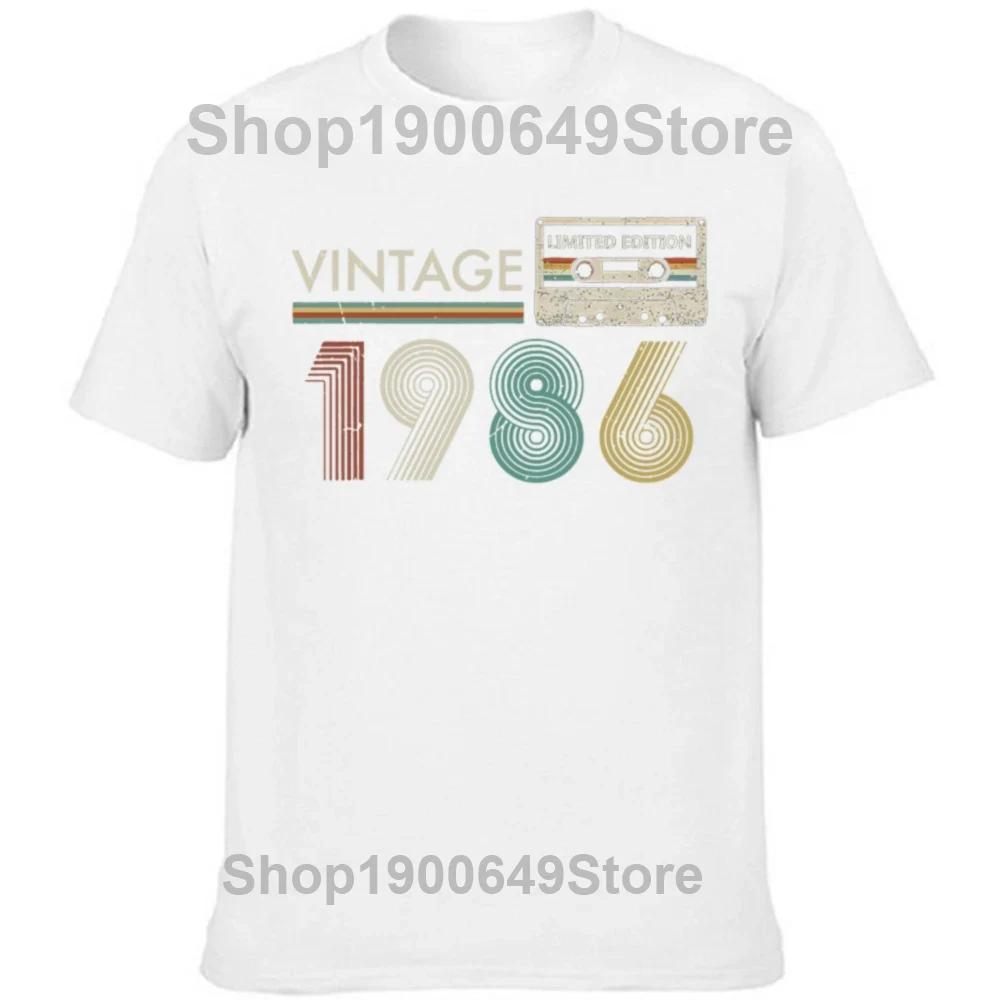 Funny Vintage 1986 All Original Parts Birthday Gifts T Shirts Tee Tops Round Neck ShortSleeve Tshirt Casual Basic Tshirts