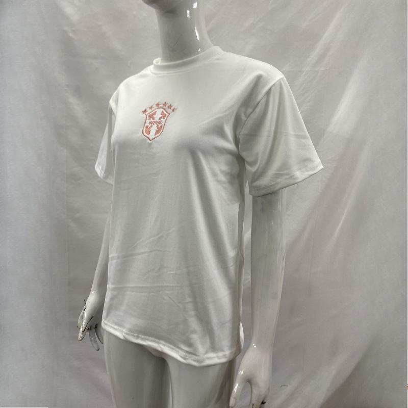 European and American Summer Embroidered Round Neck T-shirt