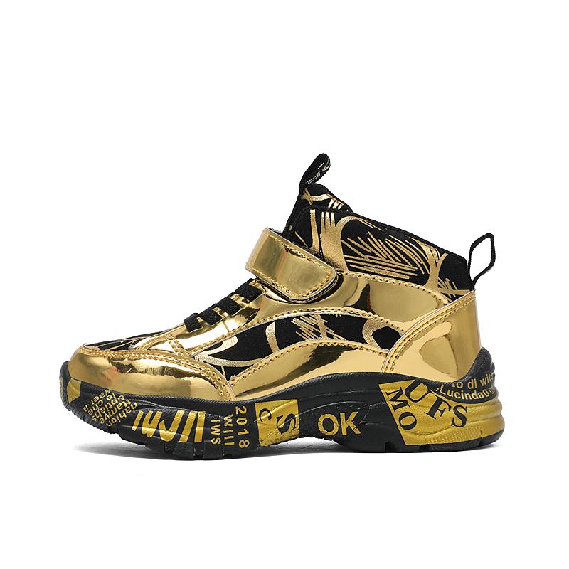 Neue Kinder Freizeit-Sneaker Mode Goldene Kinderschuhe Basketball Leder-Sneaker für Jungen Sportschuhe tenis infantil menino