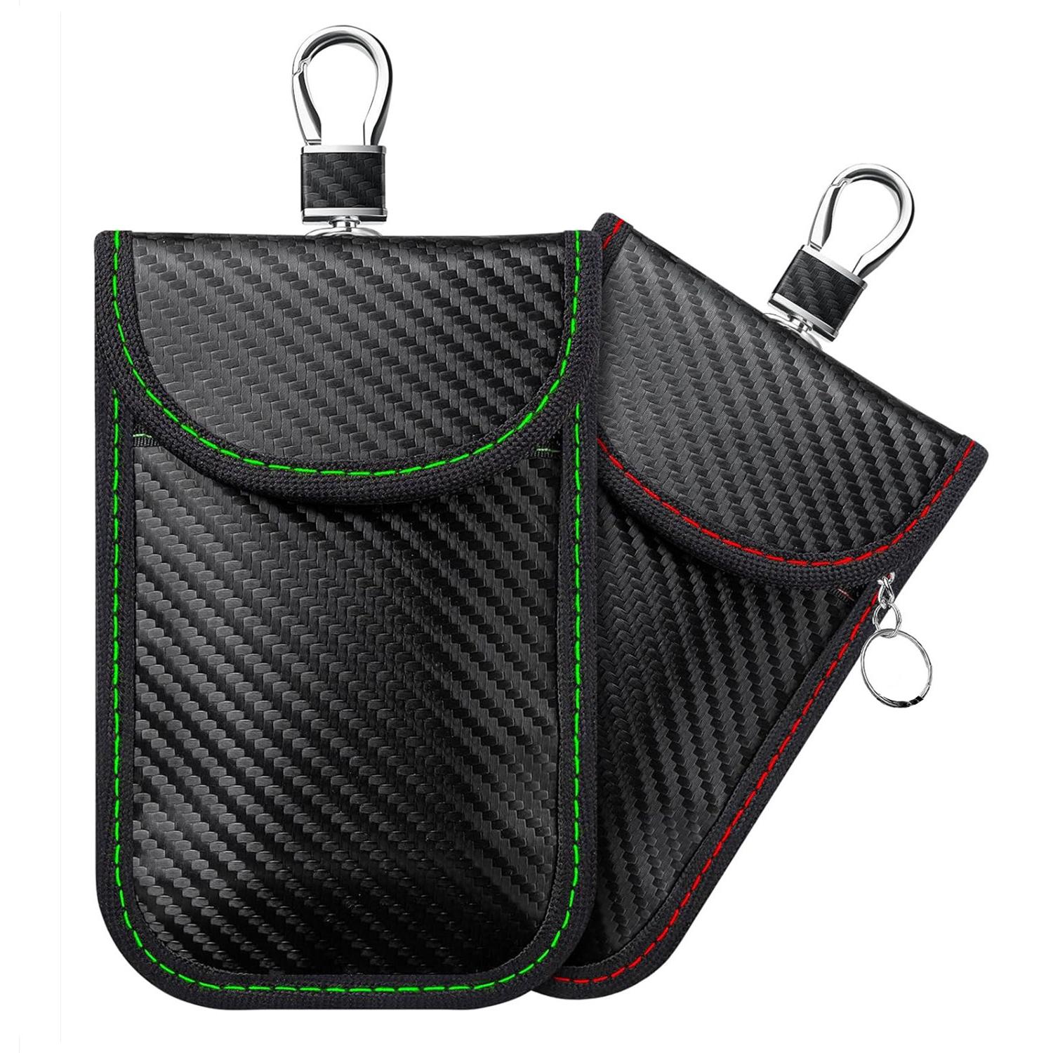 2025 Модернизированная сумка-брелок Faraday, 2 шт., блокирующий сигнал, защитный чехол для брелока RFID, противоугонная защитная сетка для автомобиля зелёный/красный