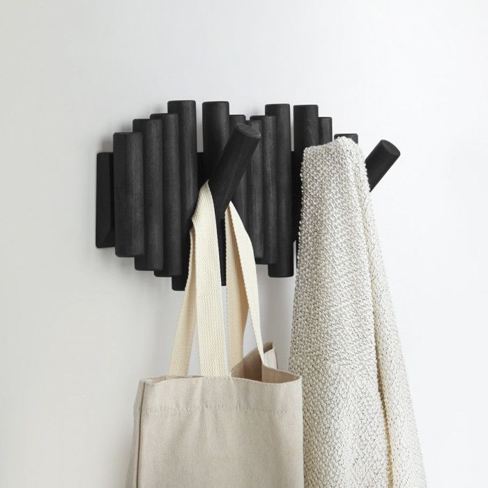 Porte-manteaux - Umbra - Piquet - 5 crochets - Noir - Bois massif