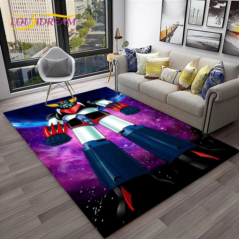 3D Cartoon UFO Robot Grendizer Anime Carpet Rug for Home Living Room Bedroom Sofa Doormat Decor,kids Area Rug Non-slip Floor Mat