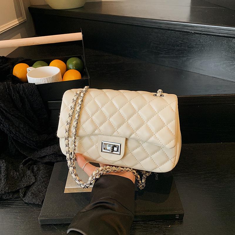 

Сумка-цепочка ромбовидной формы, женская, новая модная, нишевого дизайна, на плечо, мессенджер, высококлассная маленькая квадратная сумка белый