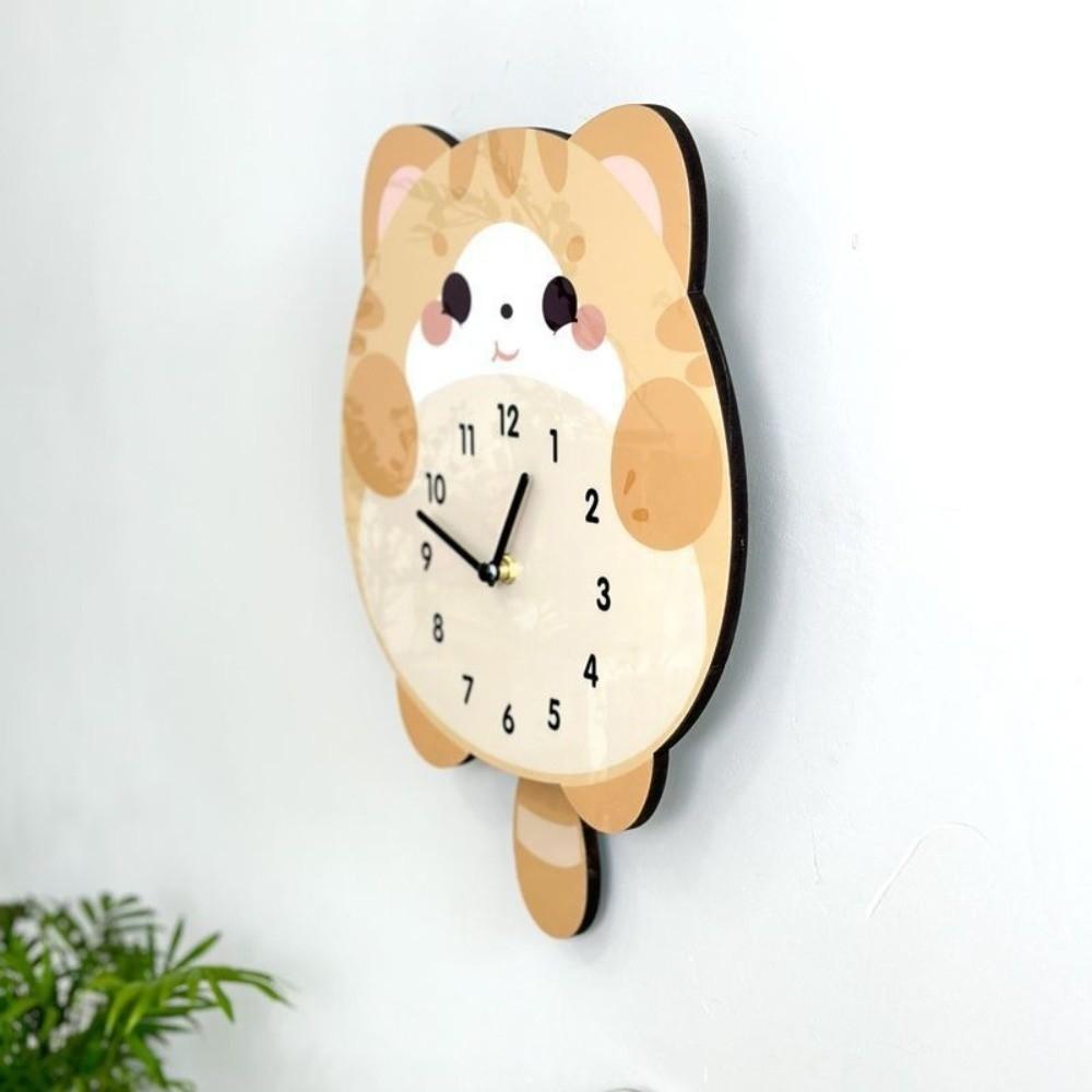 Cute Cat Shape Wall Clock Unique Decorative Silent Clock Hanging Cartoon Digital Clock Living Room