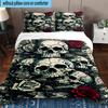 Skulls And Roses Artwork 3pcs Bedding,Including 1pc Duvet Cover And 2pcs Pillowcases Perfect for Christmas,Ideal for Bedroom, Dormitory