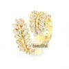 Exquisite Open Design Olive Branch Leaf Pinky Ring with Full Zircon, Versatile Everyday Jewelry