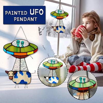 1 Stück Acryl-Fenster-Hängedekoration, Wasserkräusel-Alien- und Kuh-Dekoration, geeignet für Fenster, Wände, Haus, Garten, Innenhof, hängende Wanddekoration