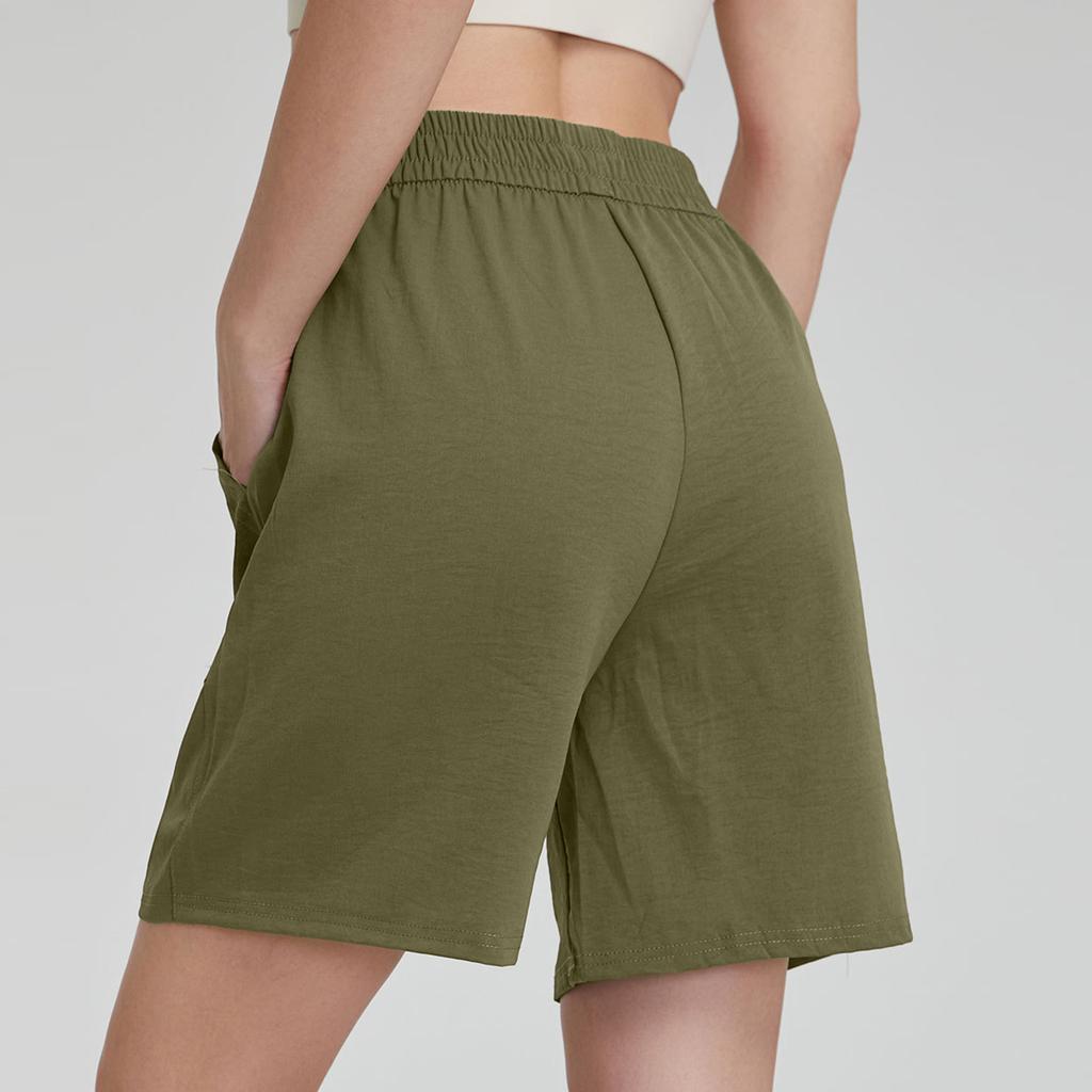 Women Casual Elastic Waist Shorts with Pockets Relaxed Fit Lightweight Drawstring Athletic Lounge Bottoms for Daily Wear