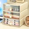 Large Capacity Drawer Storage Box Cream Color Transparent Material Storage Container Multipurpose 1 Layer Design