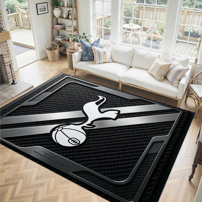 Tottenham Hotspur Design Crystal Velvet Carpet Cozy Non?Slip Printed Rug For Bedroom Living Room Entrance
