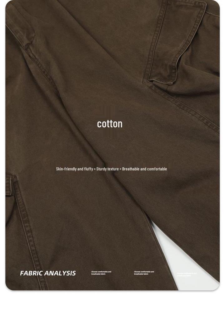 11KN Unisex Retro Wide Leg Work Pants with 3D Pockets - Pleated, Loose, Slimming, Casual, Long Fit