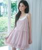 NEWALRIN Tutu Frill Lace Sleeveless Dress(3Colors)