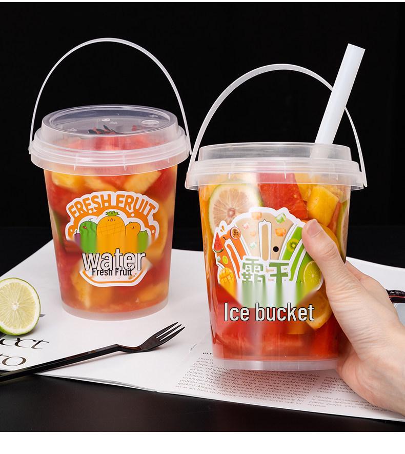 1000ml Disposable Fruit Tea Cup - Large Capacity Handheld Bucket for Milk Tea