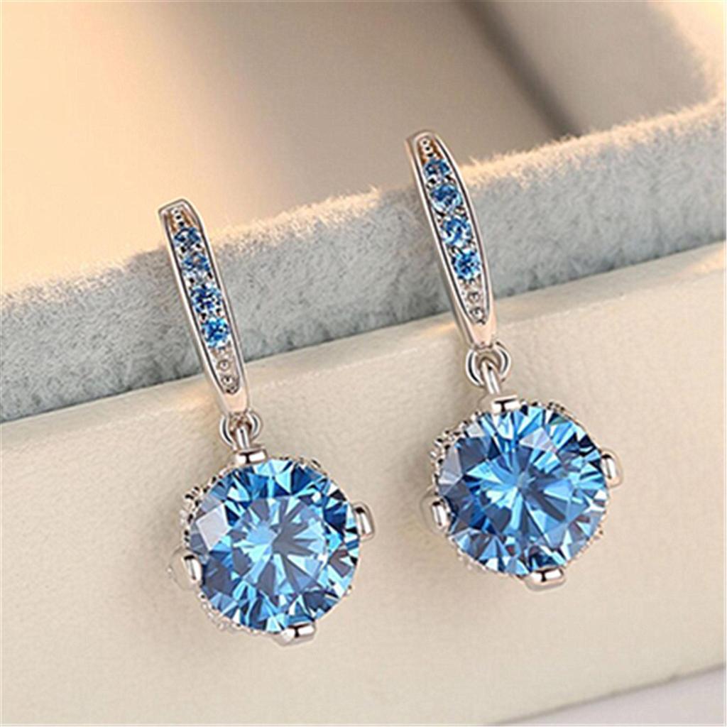 Sterling Silver S925 Zircon Six-Claw Earrings for Women