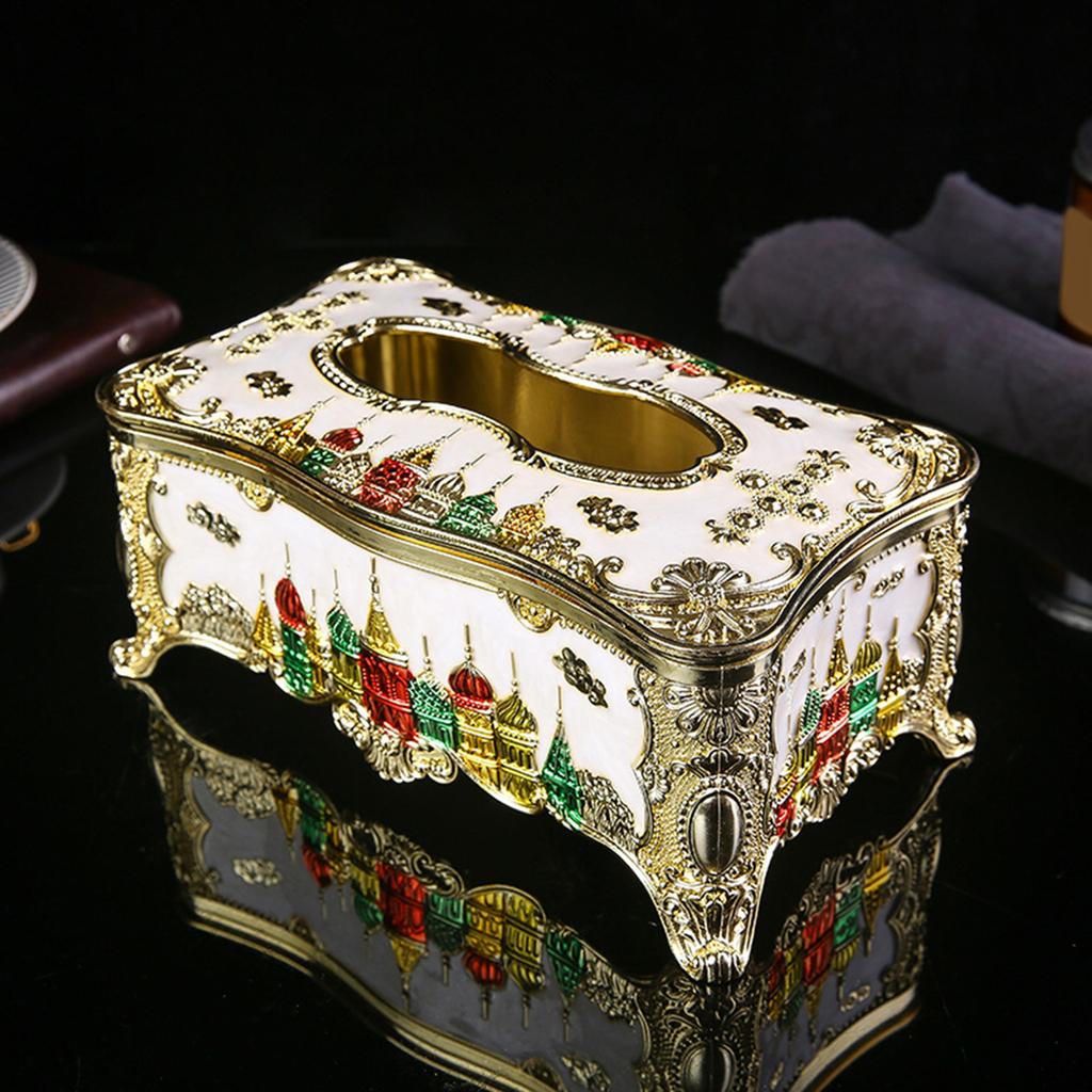 Obdélníková krabička na kapesníky Luxusní držák na ubrousky Papírové pouzdro Dávkovač Elegantní hrad-Dekorativní Držák krabičky na obličejové kapesníky