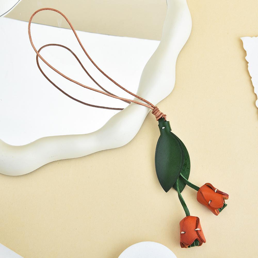 Läder Blomma Väska Berlock Med Handgjord Design För Modeaccessoarer