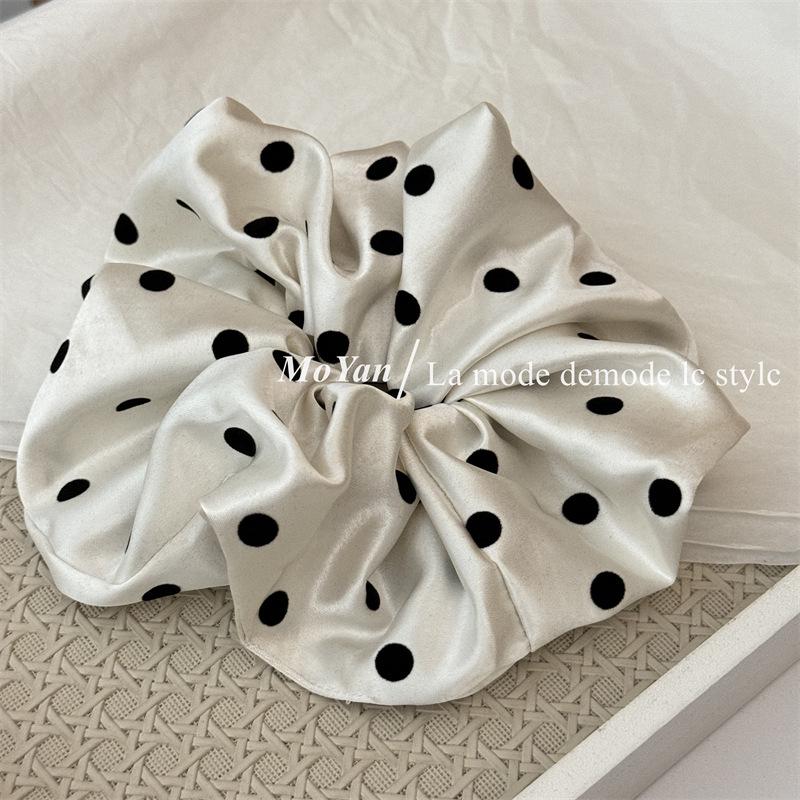 

Korean Flocked Polka Dot Scrunchie - 2025 Trendy Hair Accessory for Women брудно-білий