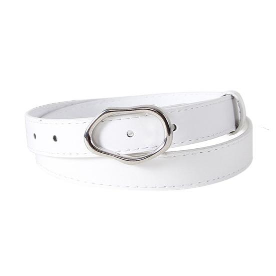 Imitation Leather Women Belt Versatile Solid Color Design Irregular Oval Buckle Pin Waistband Dress Shirt Top Waist Belt