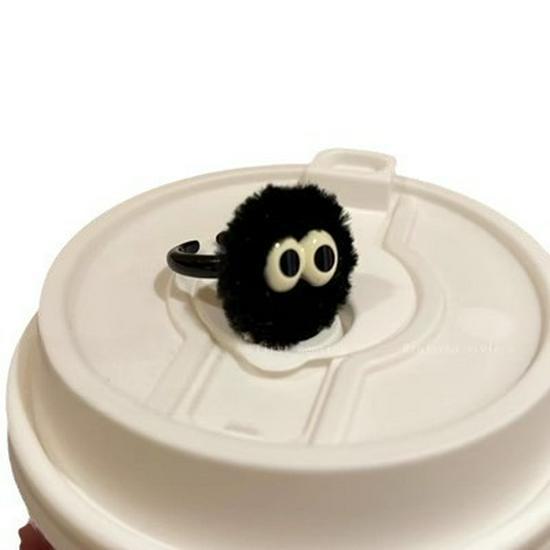 Adorable Cartoon Coal Ball Plush Ring for Women - Unique Autumn/Winter Design